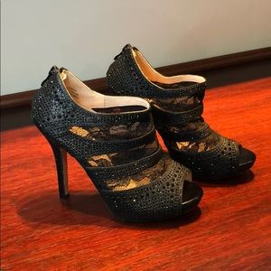 Lauren Lorraine Sparkling Black High Heels